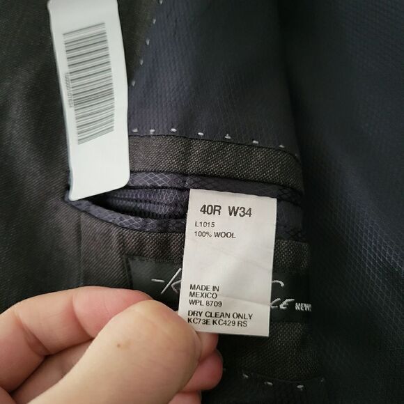 Kenneth Cole New York 100% Wool Gray Suit Coat Jacket 40R 34W - Picture 6 of 9
